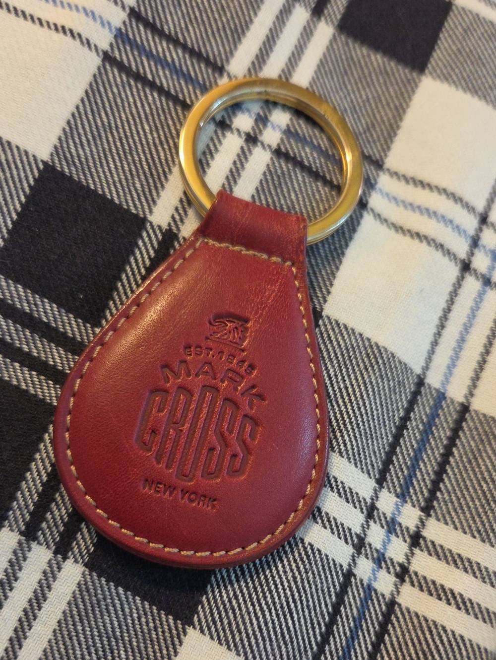 Vintage Mark Cross Leather Key Ring Fob Italy